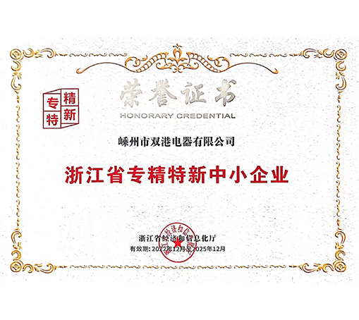 浙江省專精特新中小企業(yè)-嵊州市雙港電器有限公司
